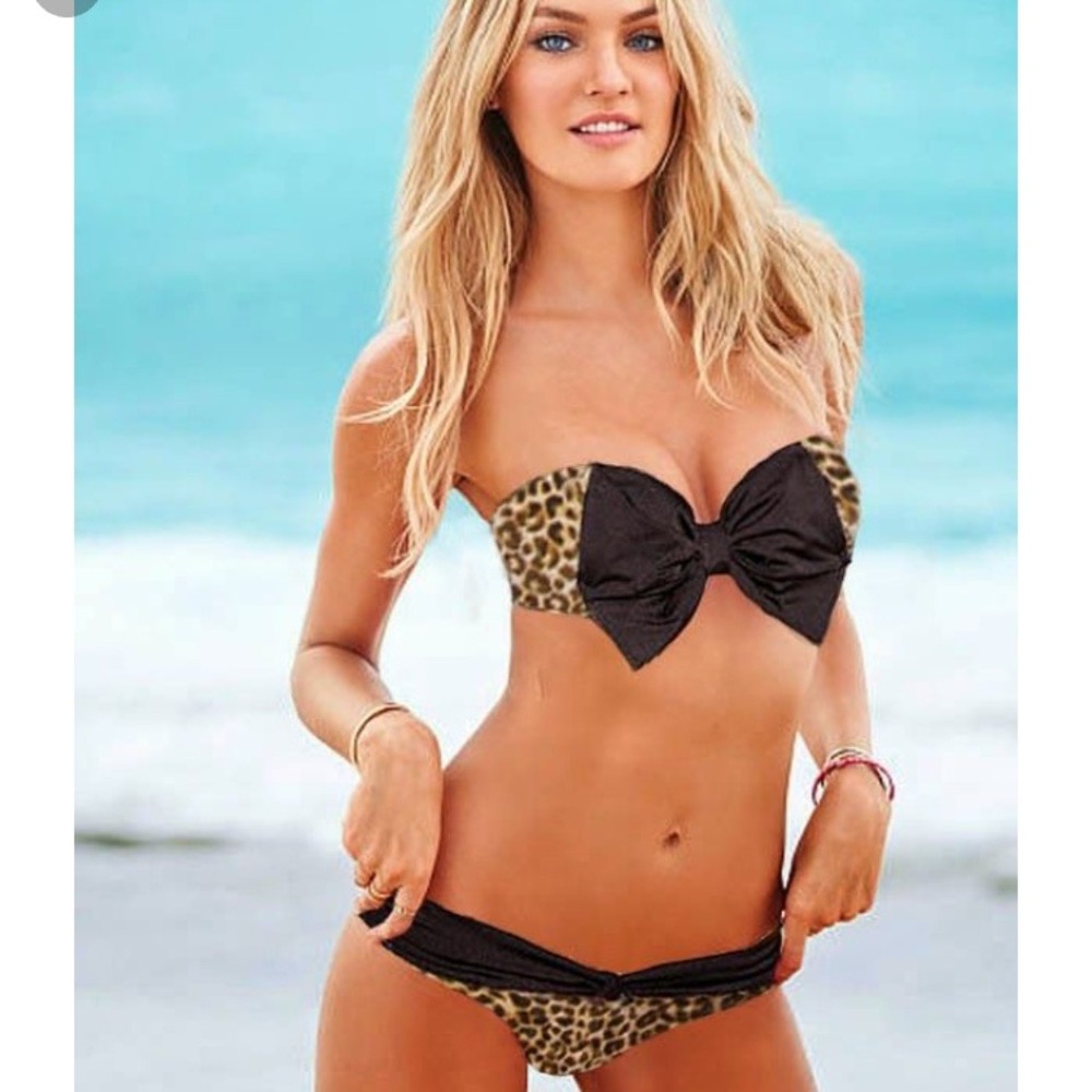Two piece leopard and bow Victoria secret bathing